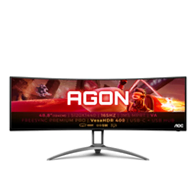 AOC Gaming AG493UCX2 - AGON Series - LED-Monitor - Gaming - gebogen - 124.5 cm (49") (48.8" sichtbar) - 5120 x 1440 Dual Quad HD @ 165 Hz - VA - 550 cd/m² - 3000:1 - DisplayHDR 400 - 1 ms - 3xHDMI, DisplayPort, USB-C - Lautsprecher - Textured Black