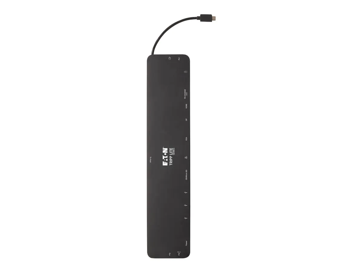 Eaton Tripp Lite Series Triple-Monitor USB C Dock USB C Docking Station with 4K HDMI & DisplayPort, VGA - USB-A/C, GbE, 100W PD, Black - Dockingstation - USB-C 3.1 / Thunderbolt 3 - VGA, HDMI, DP - 1GbE