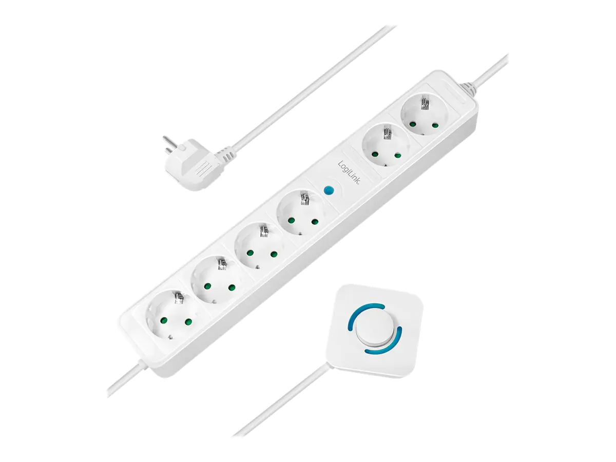 LogiLink Steckdosenleiste - Wechselstrom 230 V - 3500 Watt - Ausgangsanschlüsse: 6 (6 x Leistungs-CEE 7/3) LPS271