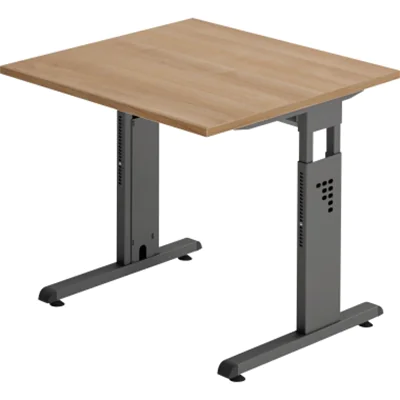 Hammerbacher Schreibtisch VOS08/N/G C-Fuß 80x80cm nussbaum/graphit