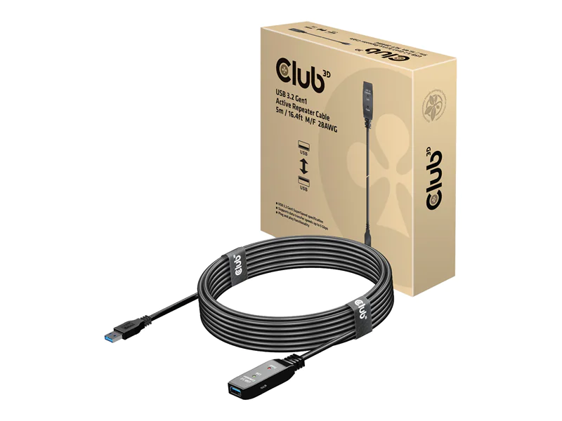 Club 3D - USB-Verlängerungskabel - USB Typ A (M) zu USB Typ A (W) - USB 3.2 Gen 1 - 5 m - aktiv