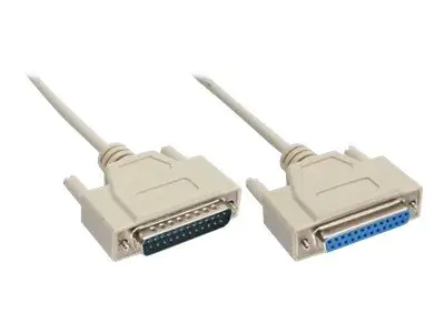 InLine - Serielles Verlängerungskabel - DB-25 (M) zu DB-25 (W) - 20 m - geformt - beige