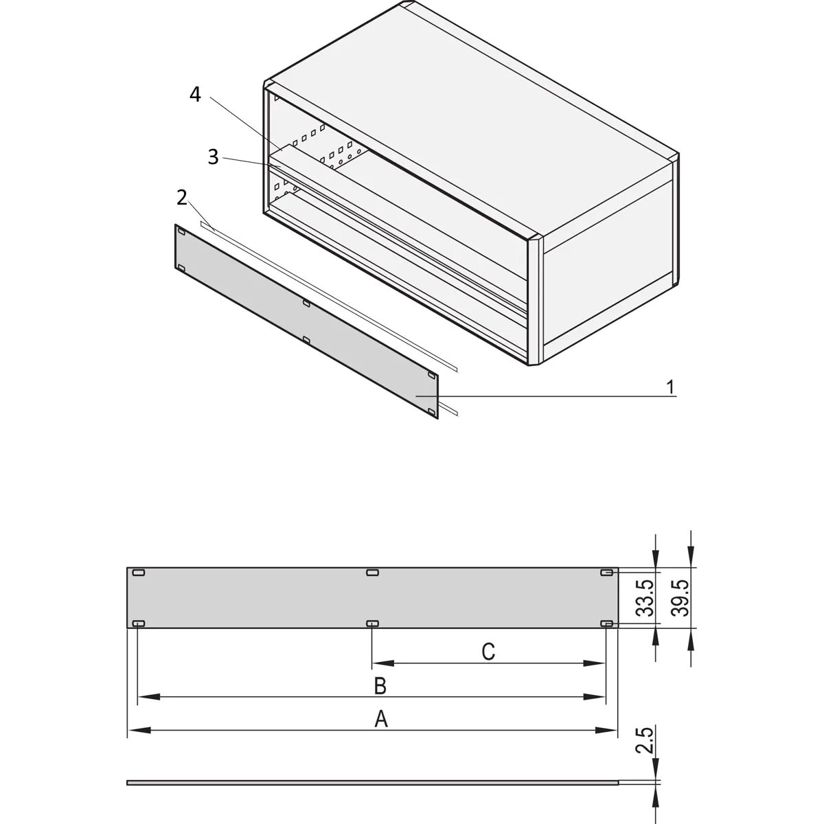 SCHROFF TEILFRONTPLATTE 42TE - Rack-Zubehör