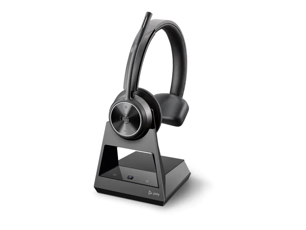 Poly Savi 7310 - Savi 7300 series - Headset - On-Ear - DECT - kabellos - USB-A über DECT-Adapter - Schwarz - UC-zertifiziert, Zertifiziert für Microsoft Teams