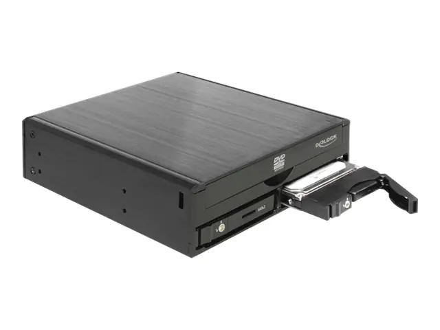 Delock 5.25" Mobile Rack for 1 x 5.25" Slim Drive + 2 x 2.5" SATA HDD / SSD - Gehäuse für Speicherlaufwerke - 2.5" (6.4 cm) - Schwarz