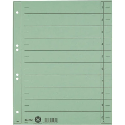 Leitz Trennblatt DIN A4, Überbreite Manilakarton, recycelt grün schwarz 100 St./Pack. Leitz Trennblatt DIN A4, Überbreite Manilakarton, recycelt grün schwarz 100 St./Pack.