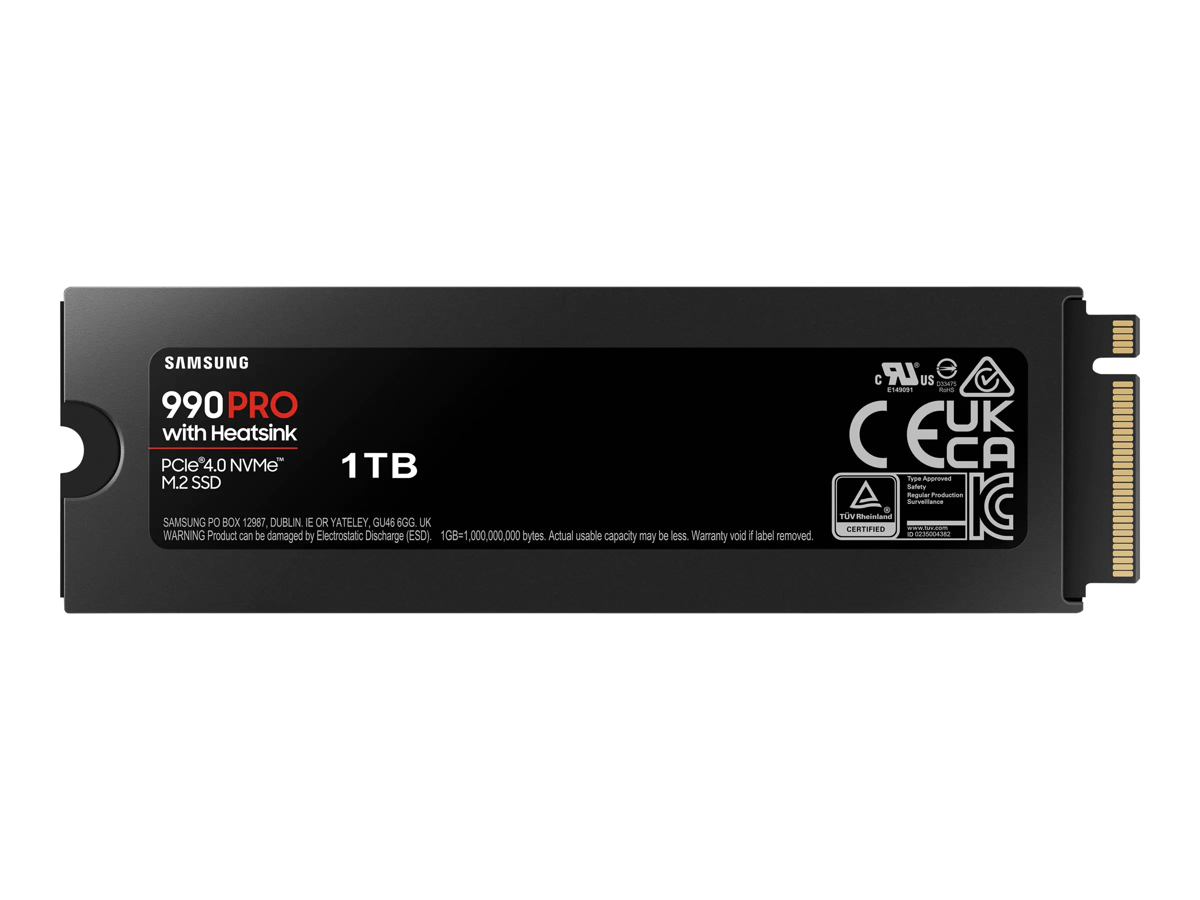 Samsung 990 PRO MZ-V9P1T0CW - SSD - verschlüsselt - 1 TB - intern - M.2 2280 - PCIe 4.0 x4 (NVMe) - 256-Bit-AES - TCG Opal Encryption 2.0 - integrierter Kühlkörper