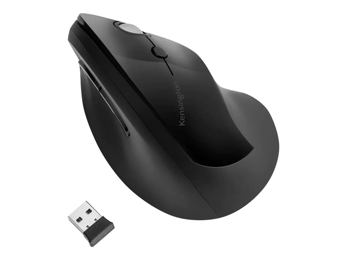 Kensington Pro Fit Ergo Vertical Wireless Mouse - Vertikale Maus - ergonomisch - Für Rechtshänder - 6 Tasten - kabellos - 2.4 GHz - kabelloser Empfänger (USB) - Schwarz Kensington Pro Fit Ergo Vertical Wireless Mouse - Vertikale Maus - ergonomisch - Für Rechtshänder - 6 Tasten - kabellos - 2.4 GHz - kabelloser Empfänger (USB) - Schwarz