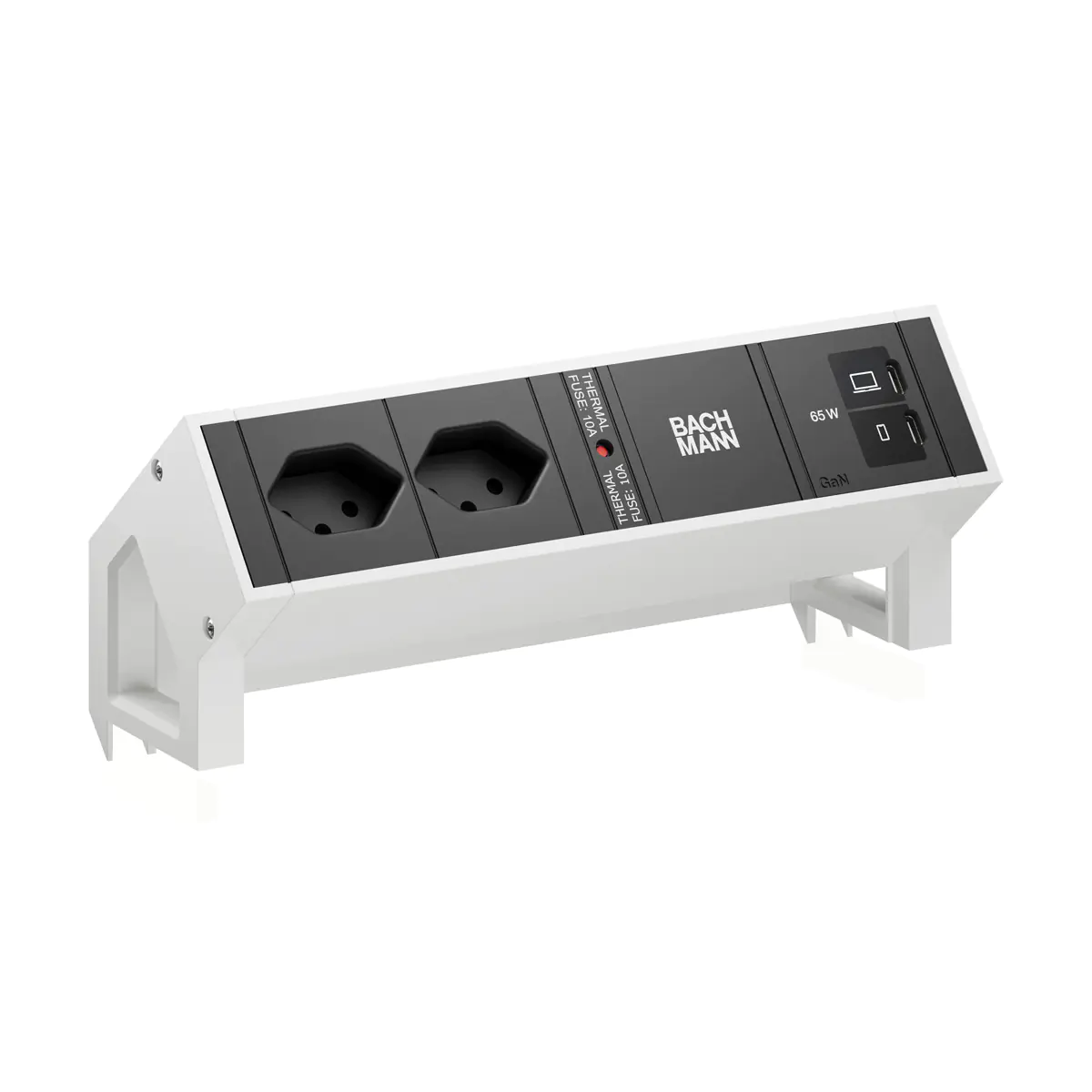Bachmann DESK2 2xCH 90° 1xUSB C/C 65W RAL9010 weiss - Zubehör Stromversorgung BM0022092