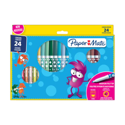 Paper Mate Fasermaler farbig sortiert auswaschbar 24 St./Pack. Paper Mate Fasermaler farbig sortiert auswaschbar 24 St./Pack.