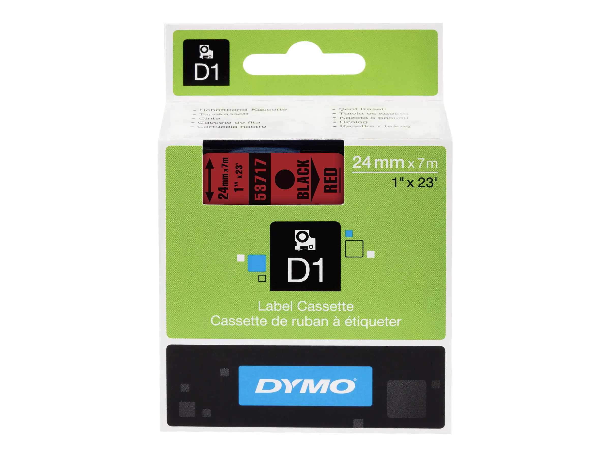 Dymo D1 - Selbstklebend - schwarz auf rot - Rolle (2,4 cm x 7 m) S0720970