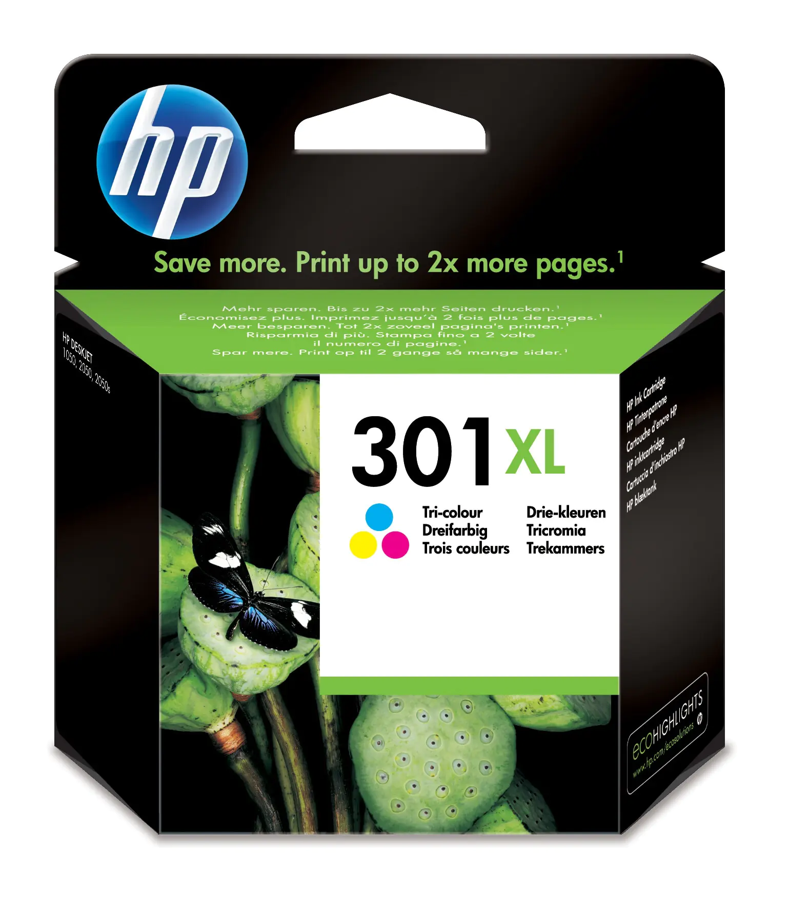 HP 301XL - 6 ml - Hohe Ergiebigkeit - Farbe (Cyan, Magenta, Gelb) - original - Tintenpatrone - für Deskjet 1050A J410, 1051A J410, 10XX, 10XX J410, 15XX, 2000, 2050 J510, 2050A J510, 2054A J510, 25XX, 3000, 3050 J610, 3050A J611, 3052A J611, 3054A J611, 3