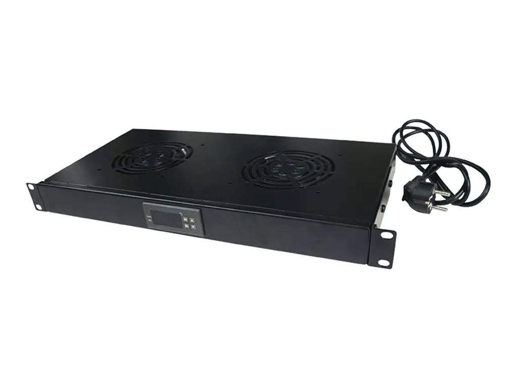 LogiLink - Rack-Lüftereinsatz - mit 4 Ventilatoren, Thermostat - AC 187-231 V - Schwarz - 1U - 48.3 cm (19")
