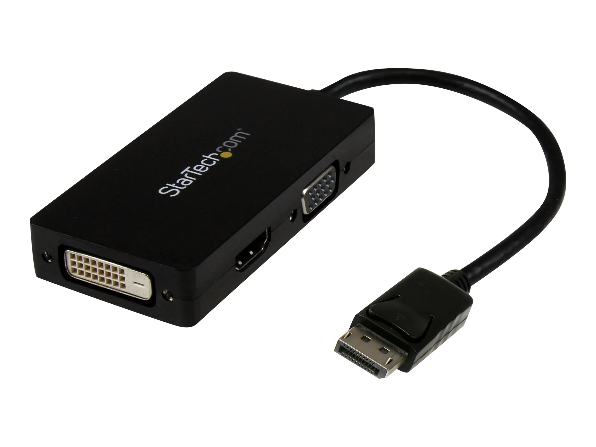 StarTech 3-in1 DisplayPort auf HDMI / DVI / VGA Adapter - DP zu VGA, DP zu HDMI, DP zu DVI Konverter - 1920x1200 / 1080p - Schwarz - Videoadapter - DisplayPort männlich zu HD-15 (VGA), DVI-D, HDMI weiblich - 26.6 m - Schwarz - aktiv, 1920 x 1200 (WUXGA) S
