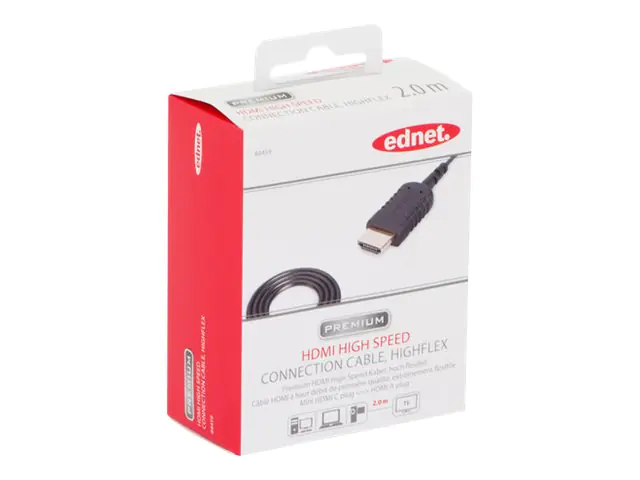 Ednet Premium - HDMI mit Ethernetkabel - HDMI (M) bis mini HDMI (M) - 2 m - Doppelisolierung - Schwarz - geformt, 4K Unterstützung