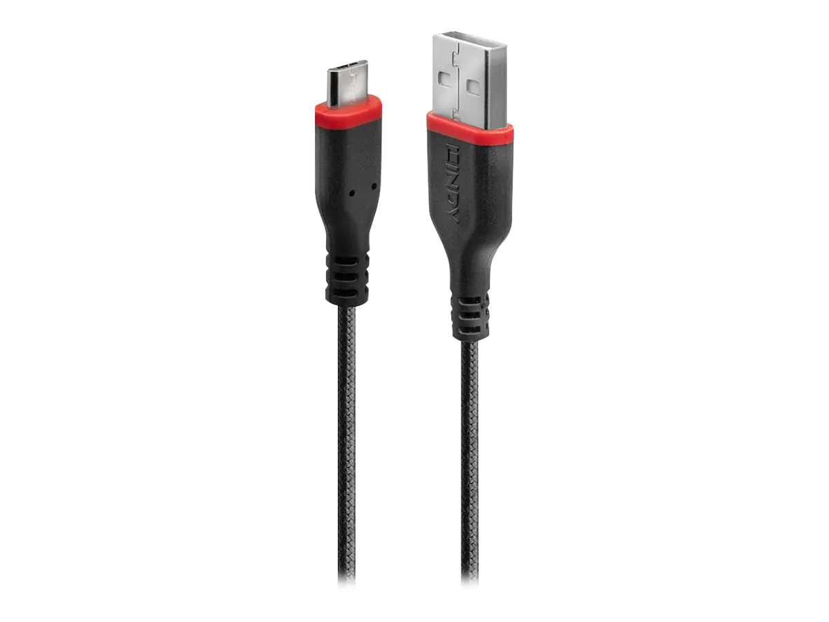 Lindy Reinforced - USB-Kabel - USB (M) zu Micro-USB Typ B (M) - USB 2.0 - 3 m - rund - Schwarz
