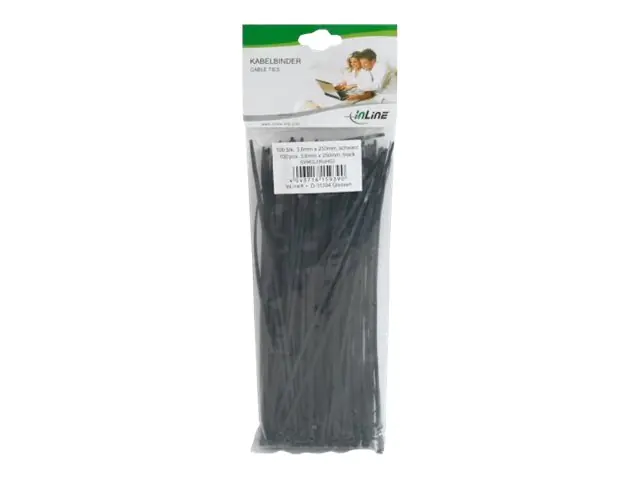 InLine Kabelbinder - Länge 250mm - Breite 3,6mm - schwarz - 100 Stück