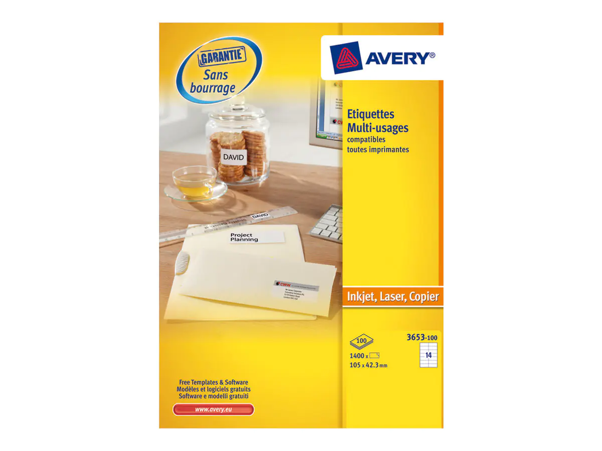 Avery Zweckform Universaletikett 3653 105x42,3mm ws 1.400 St./Pack.