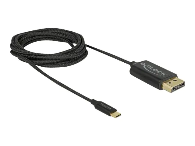 Delock - DisplayPort-Kabel - 24 pin USB-C (M) zu DisplayPort (M) - DisplayPort 1.2 - 2 m - 4K Unterstützung, USB-Strom - Schwarz