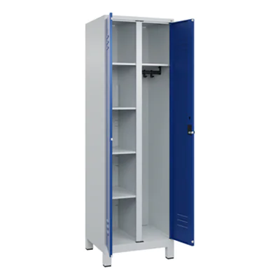 C+P Garderobenschrank Classic PLUS 600 x 1.950 x 500 mm (B x H x T) Stahl Farbe der Front: enzianblau Farbe des Korpus: lichtgrau
