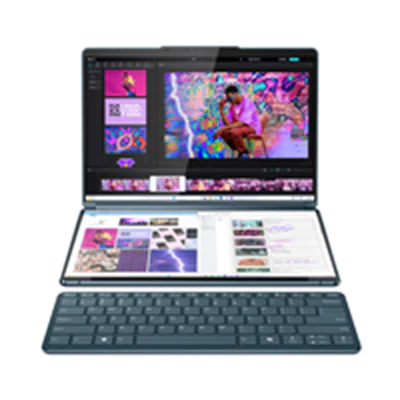 Lenovo Yoga Book 9 13IMU9 83FF - Tablet - Flip-Design - Intel Core Ultra 7 155U / 1.7 GHz - Evo - Win 11 Home - Intel Graphics - 16 GB RAM - 1 TB SSD NVMe - 33.8 cm (13.3") OLED Touchscreen 2880 x 1800 (2.8K) - Wi-Fi 6E, Bluetooth - Tidal Teal - kbd: Deut Lenovo Yoga Book 9 13IMU9 83FF - Tablet - Flip-Design - Intel Core Ultra 7 155U / 1.7 GHz - Evo - Win 11 Home - Intel Graphics - 16 GB RAM - 1 TB SSD NVMe - 33.8 cm (13.3") OLED Touchscreen 2880 x 1800 (2.8K) - Wi-Fi 6E, Bluetooth - Tidal Teal - kbd: Deut