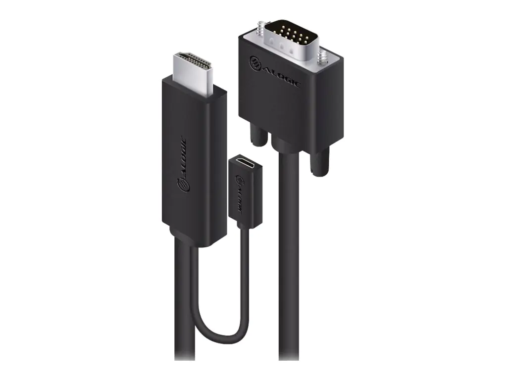 ALOGIC SmartConnect Series - Videokabel - HDMI, Mikro-USB Typ B (nur Strom) zu HD-15 (VGA) männlich - 2 m - Schwarz - USB-Strom, 1080p-Unterstützung