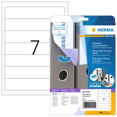 HERMA Ordneretikett Special 10155 192x38mm sk weiß 175 St./Pack. HERMA Ordneretikett Special 10155 192x38mm sk weiß 175 St./Pack.