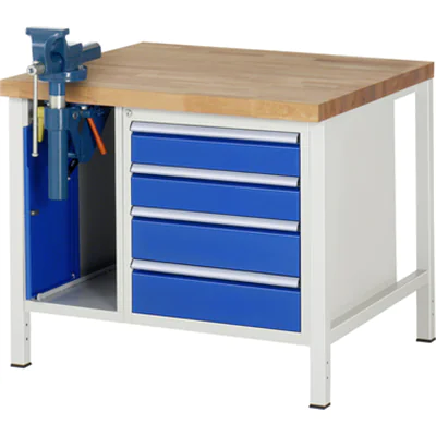 RAU Werkbank 8000 1.000 x 840-1.040 x 900 mm (B x H x T) enzianblau lichtgrau