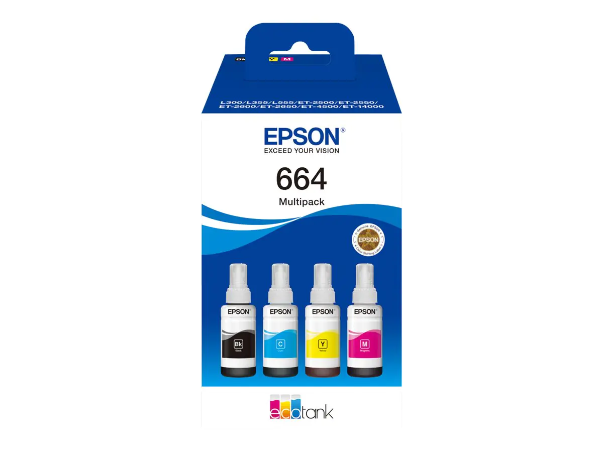 Epson EcoTank 664 - 4er-Pack - Schwarz, Gelb C13T664640