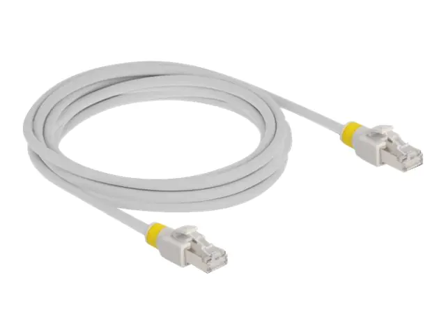 Delock - Patch-Kabel - RJ-45 (M) zu RJ-45 (M) - 3 m - 6 mm - S/FTP - CAT 6a - halogenfrei - Grau