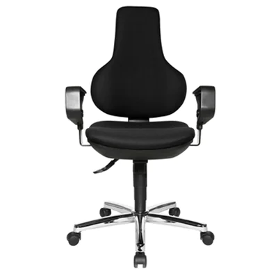 TOPSTAR Bürodrehstuhl Ergo Point SY DELUXE 42-55cm Synchronmechanik Rolle hart gebremst (für Teppichboden) Stahl, verchromt schwarz