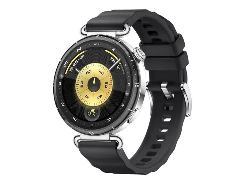 Huawei Watch GT 6 - 41 mm - Edelstahl - intelligente Uhr mit Riemen - Flouroelastomer - schwarz - Handgelenkgröße: 120-190 mm - Anzeige 3.4 cm (1.32") 55020FTR