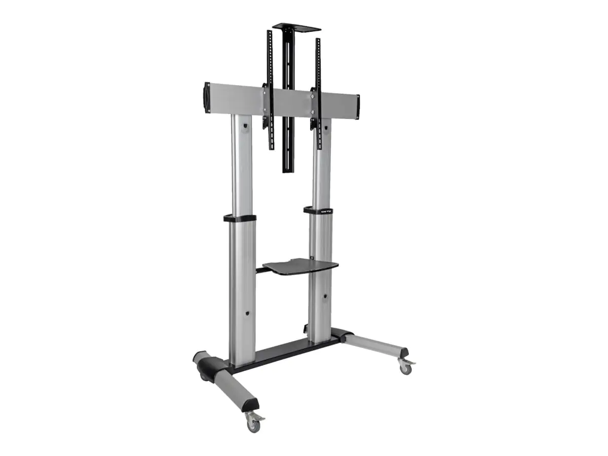 Tripp Eaton Tripp Lite Series Heavy-Duty Rolling TV Stand, Height Adjustable, 60" - 100" Screens - Wagen - für Flachbildschirm / Whiteboard / Notebook / AV-Ausrüstung - Aluminium, Stahl - Schwarz, Silber - Bildschirmgröße: 152.4-254 cm (60"-100")