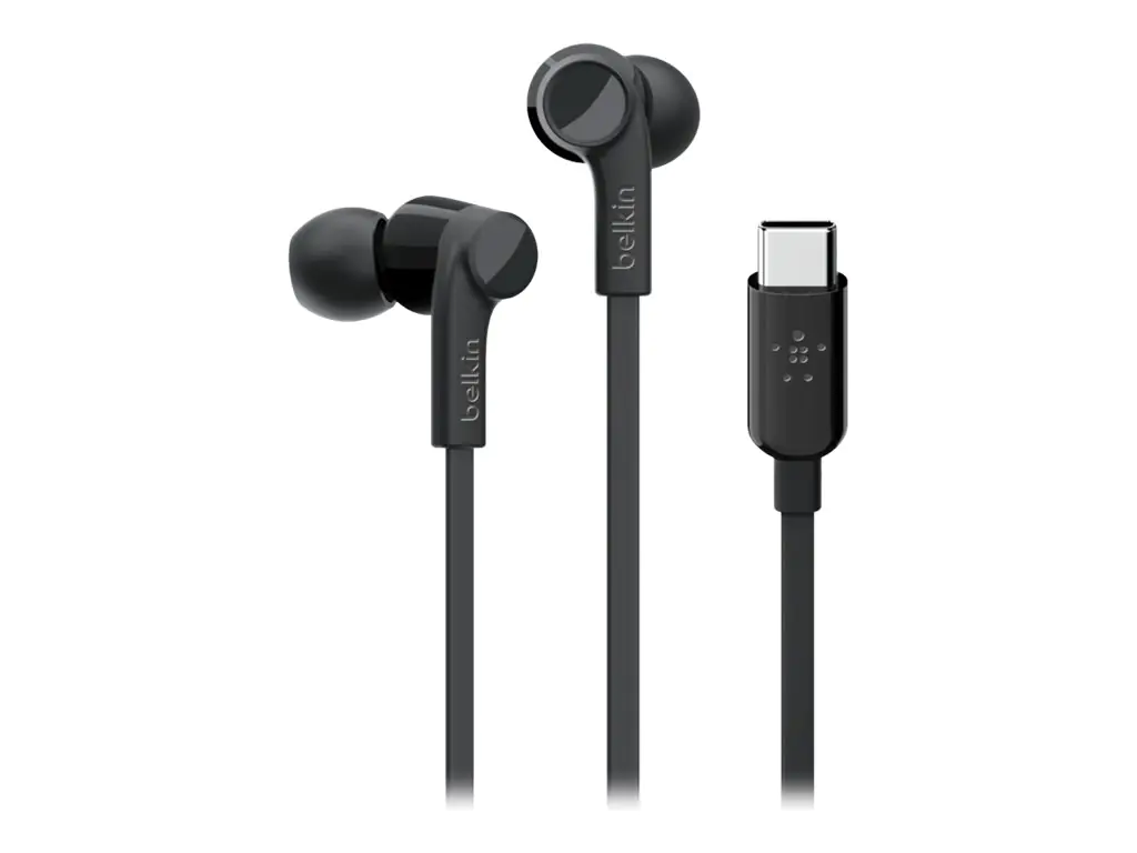 Belkin ROCKSTAR - Ohrhörer mit Mikrofon - im Ohr - kabelgebunden - USB-C - Geräuschisolierung - Schwarz