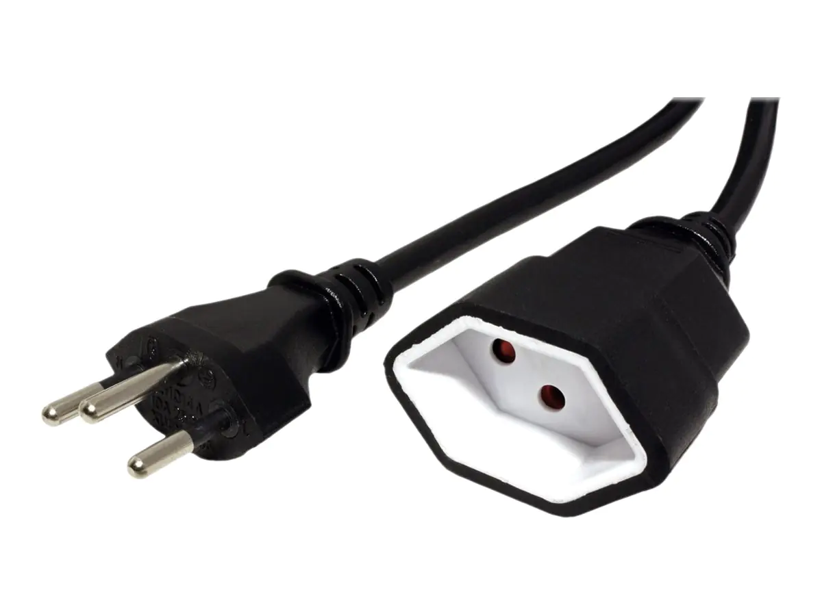 VALUE - Spannungsversorgungs-Verlängerungskabel - Typ 12 (M) zu Typ 13 (W) - Wechselstrom 250 V - 10 A - 10 m - Schwarz