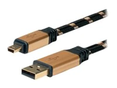 Roline Gold - USB-Kabel - Mini-USB, Typ B (M) zu USB (M) - USB 2.0 - 80 cm - Schwarz, Gold