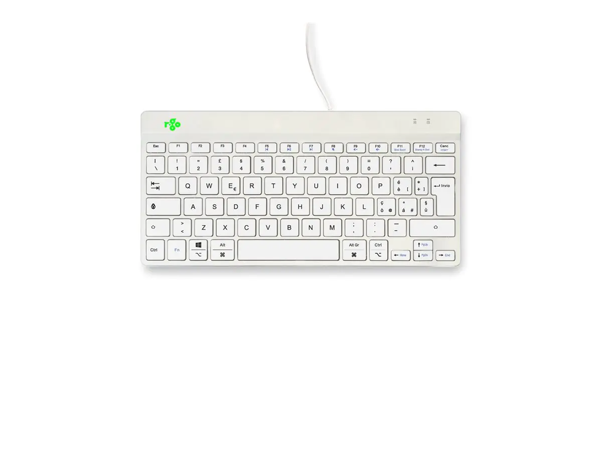 R-Go Compact Break - Tastatur - mit integrierter Pauseanzeige - USB-C - QWERTY - Italienisch - weiß