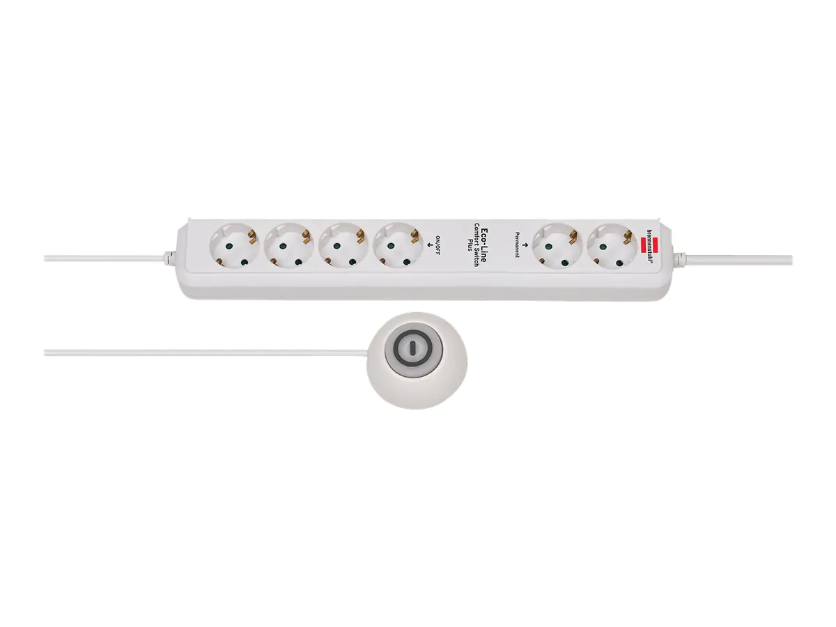 Brennenstuhl Eco-Line Extension Socket Comfort Switch Plus EL CSP 24 6-way 1,5m H05VV-F 3G1,5 2 permanent, 4 switchable - Steckdosenleiste - Ausgangsanschlüsse: 6 - 1.5 m Schnur - weiß