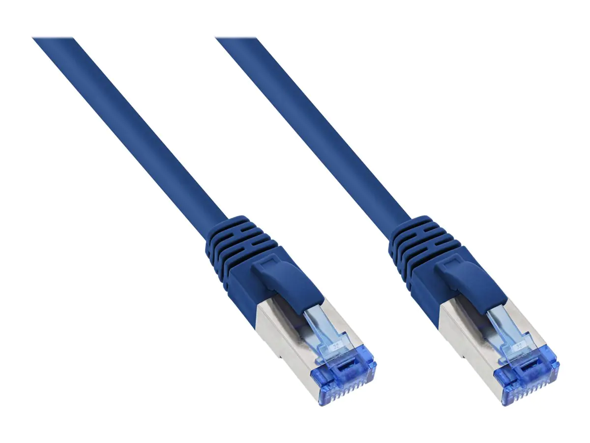 InLine - Patch-Kabel - RJ-45 (M) zu RJ-45 (M) - 25 cm - SFTP, PiMF - CAT 6a - halogenfrei, rund, ohne Haken - Blau