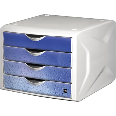 Helit H6129634, 4 Schublade(n), Kunststoff, Blau, Weiß, 1 Stück(e), 262 mm, 330 mm