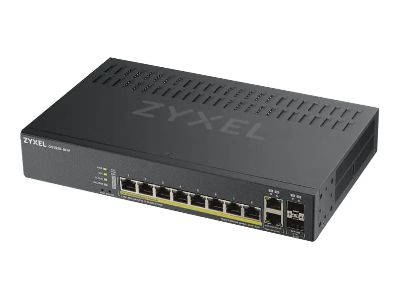 Zyxel GS1920-8HPv2 - Switch - Smart - 8 x 10/100/1000 (PoE+) + 2 x Kombi-Gigabit-SFP - Desktop, wandmontierbar - PoE+ (130 W)