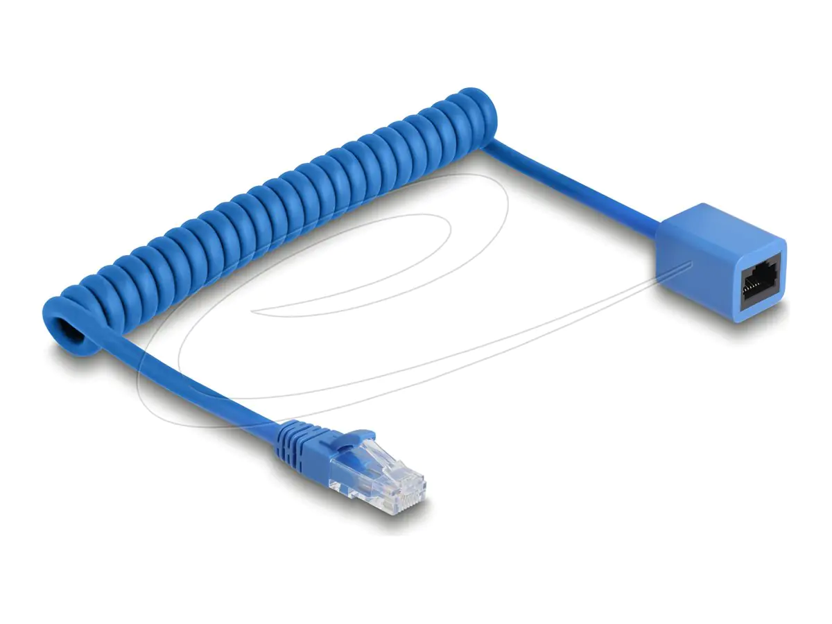 Delock - Netzwerkverlängerungskabel - RJ-45 (M) zu RJ-45 (W) - 75 cm - 5.5 mm - UTP - CAT 6 - gewickelt, ohne Haken - Blau