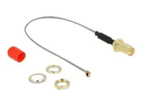 Delock - Antennenkabel - RP-SMA Gefäß zu MHF/U.FL Stecker - 10 cm - Koax - Grau