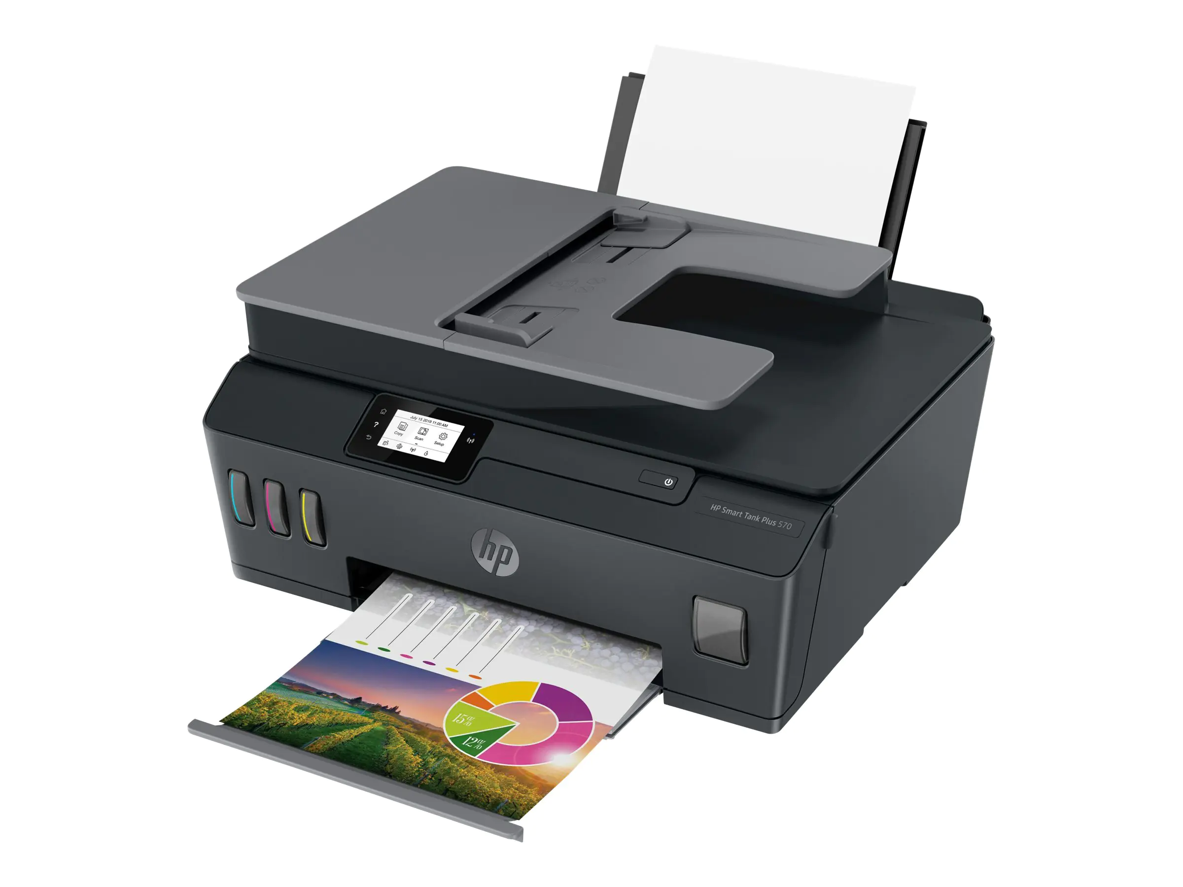 HP Smart Tank Plus 570 Wireless All-in-One - Multifunktionsdrucker - Farbe - Tintenstrahl - nachfüllbar - Legal (216 x 356 mm) (Original) - A4/Legal (Medien) - bis zu 10 Seiten/Min. (Kopieren) - bis zu 11 Seiten/Min. (Drucken) - 100 Blatt - USB 2.0, Wi-Fi