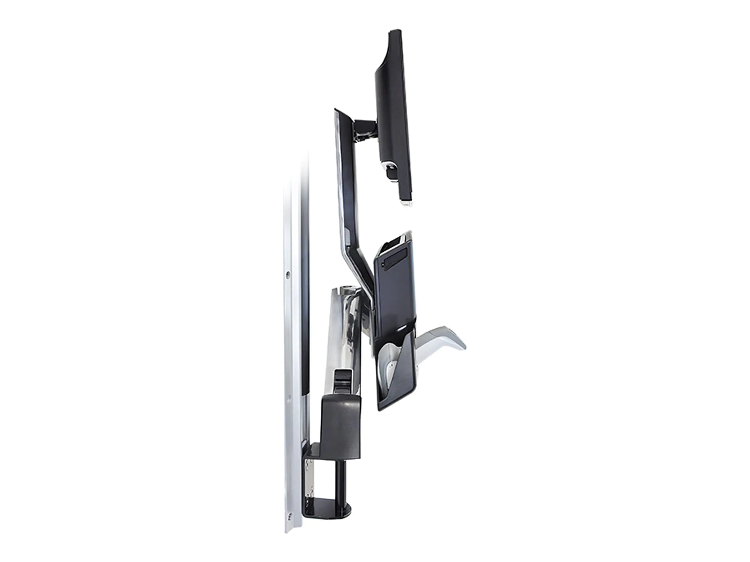 Ergotron Sit-Stand Combo Ablageflächen-System - Befestigungskit (Griff, CPU-Halter, 2 Schienenabdeckungen, 2 Kabelkanäle, Handgelenkkissen, Display-Halterung, Tastatur-Tablett, CPU Wandhalterung, Mausablage zum Herausziehen, VESA-Halterung, Wandschiene 34