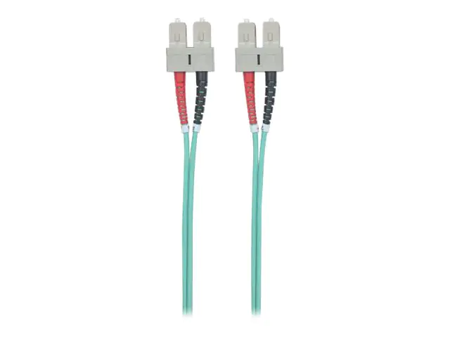 Intellinet Fibre Optic Patch Cable, OM3, SC/SC, 5m, Aqua, Duplex, Multimode, 50/125 Âµm, LSZH, Fiber, Lifetime Warranty, Polybag - Patch-Kabel - SC multi-mode (M) bis SC multi-mode (M) - 5 m - Glasfaser - Duplex - 50/125 Mikrometer - OM3 - halogenfrei - A