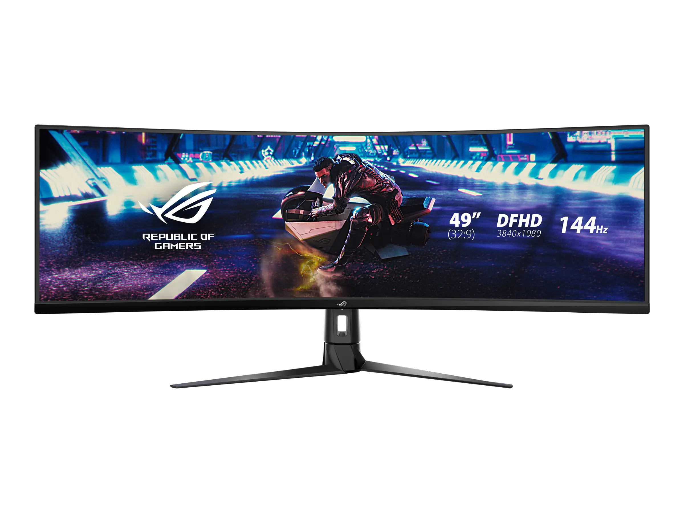 ASUS ROG Strix XG49VQ - LED-Monitor - Gaming - gebogen - 124.46 cm (49") - 3840 x 1080 DFHD - VA - 450 cd/m² - 3000:1 - DisplayHDR 400 - 4 ms - 2xHDMI, DisplayPort - Lautsprecher - Schwarz