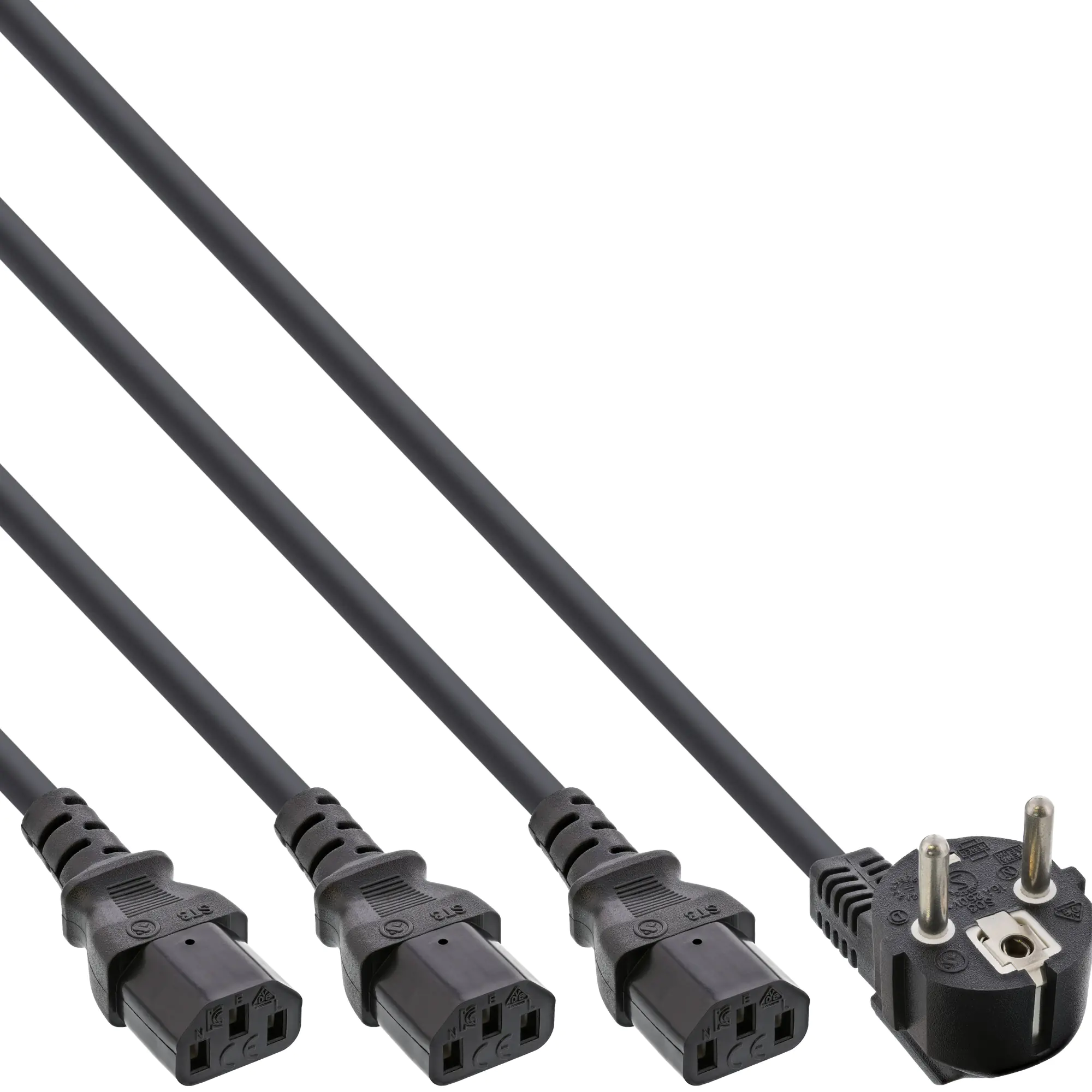 InLine Y-cable - Netz-Splitter - CEE 7/7 (M) bis IEC 60320 C13 - 5 m - Schwarz - Deutschland, Europäische Union
