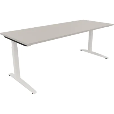 Schreibtisch Kufe Einzels. Quadrat B2000xT800xH650-850 ws/Lichtgrau