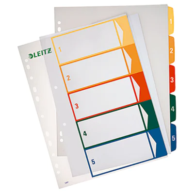 Leitz Register 12910000 DIN A4 1-5 volle Höhe PP farbig/transparent Leitz Register 12910000 DIN A4 1-5 volle Höhe PP farbig/transparent